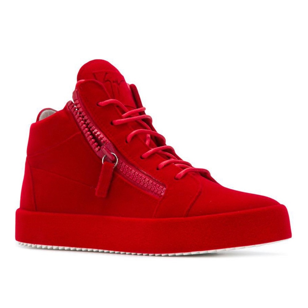 Giuseppe Zanotti Red Kriss Velvet Sneakers for men